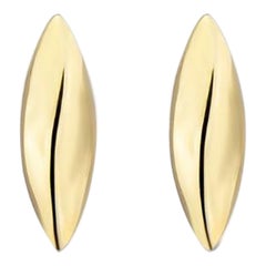 Boucles d'oreilles ovales en or jaune massif 14K