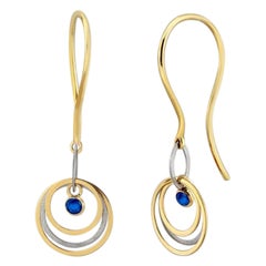 Sapphire Drop Earrings in 14K Solid Yellow Gold