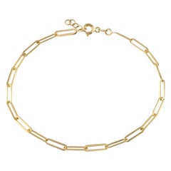 Paper Clip Bracelet 14" in 14K Solid Yellow Gold