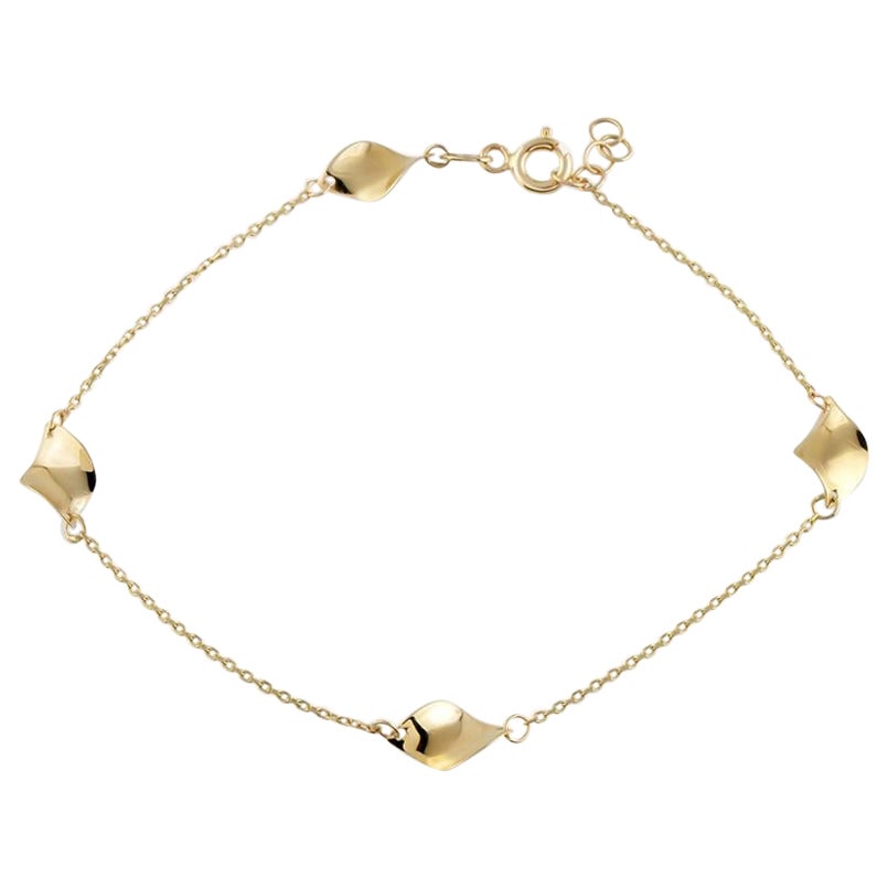 Station Chain Bracelet 7"+1" in 14K Solid Yellow Gold