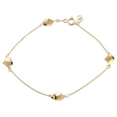 Station Chain Bracelet 7"+1" in 14K Solid Yellow Gold