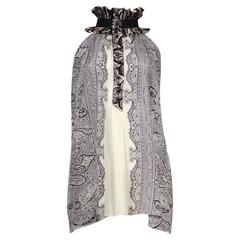 Vintage Balenciaga Paisley Pleated Collar Blouse