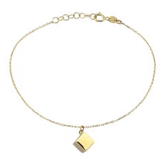 Cube Charm Bracelets 5”+1” in 14K Solid Yellow Gold