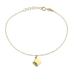 Cube Charm Bracelets 5.5”+1” in 14K Solid Yellow Gold