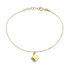 Cube Charm Bracelets 6.5”+1” in 14K Solid Yellow Gold