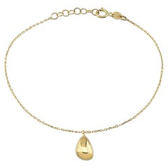 Teardrop Pendant Chain Bracelet 8”+1” in 14K Solid Yellow Gold
