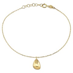 Bracelet pendentif en forme de larme 8,5+1 en or jaune massif 14 carats
