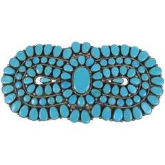 Zuni Native American petit Point Sterling Silver Turquoise Brooch - Pin 1