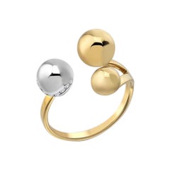 Triple Ball Open Ring in 14K Solid Yellow Gold