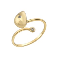 Diamond Unique Pebble Ring in 14K Solid Yellow Gold