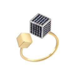 Sapphire Open Ring in 14K Solid Yellow Gold