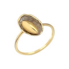 Anillo ovalado abierto de oro amarillo macizo de 14 quilates