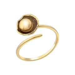 Ball Charm Ring in 14K Solid Yellow Gold