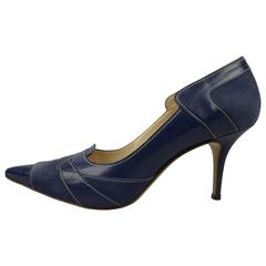 Manolo Blahnik Blue Leather and Sued Shoes