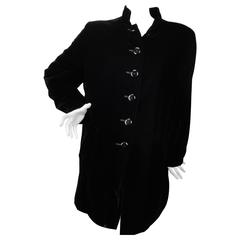 Vintage Yves Saint Laurent 90's Black Velvet Coat