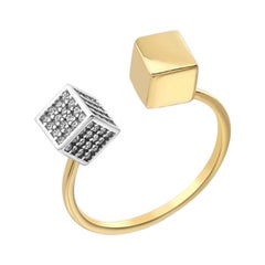 Anello con zircone aperto in oro giallo 14k