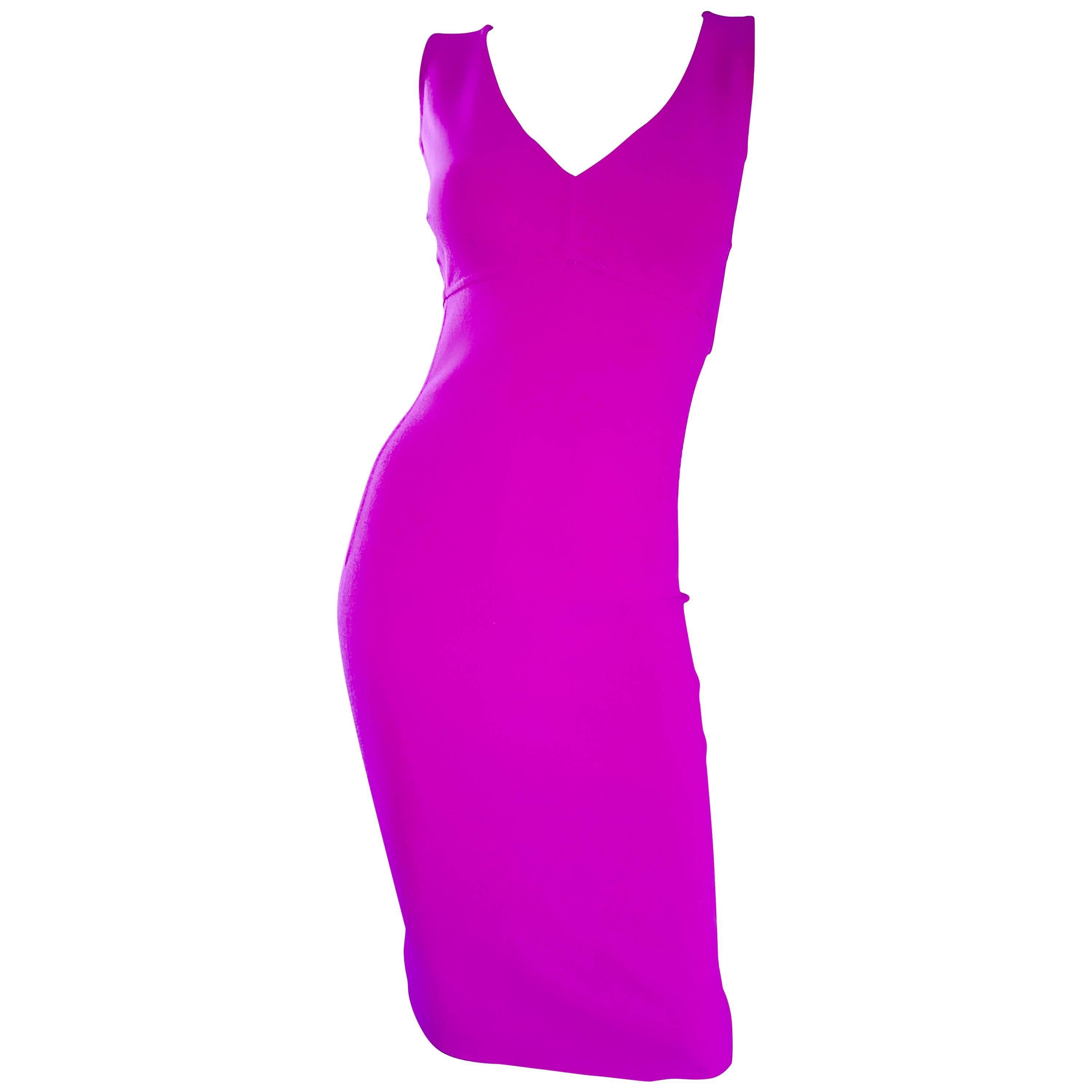 Michael Kors Collection Fuchsia Hot Pink Double Face Wool Runway Dress, Size 10 