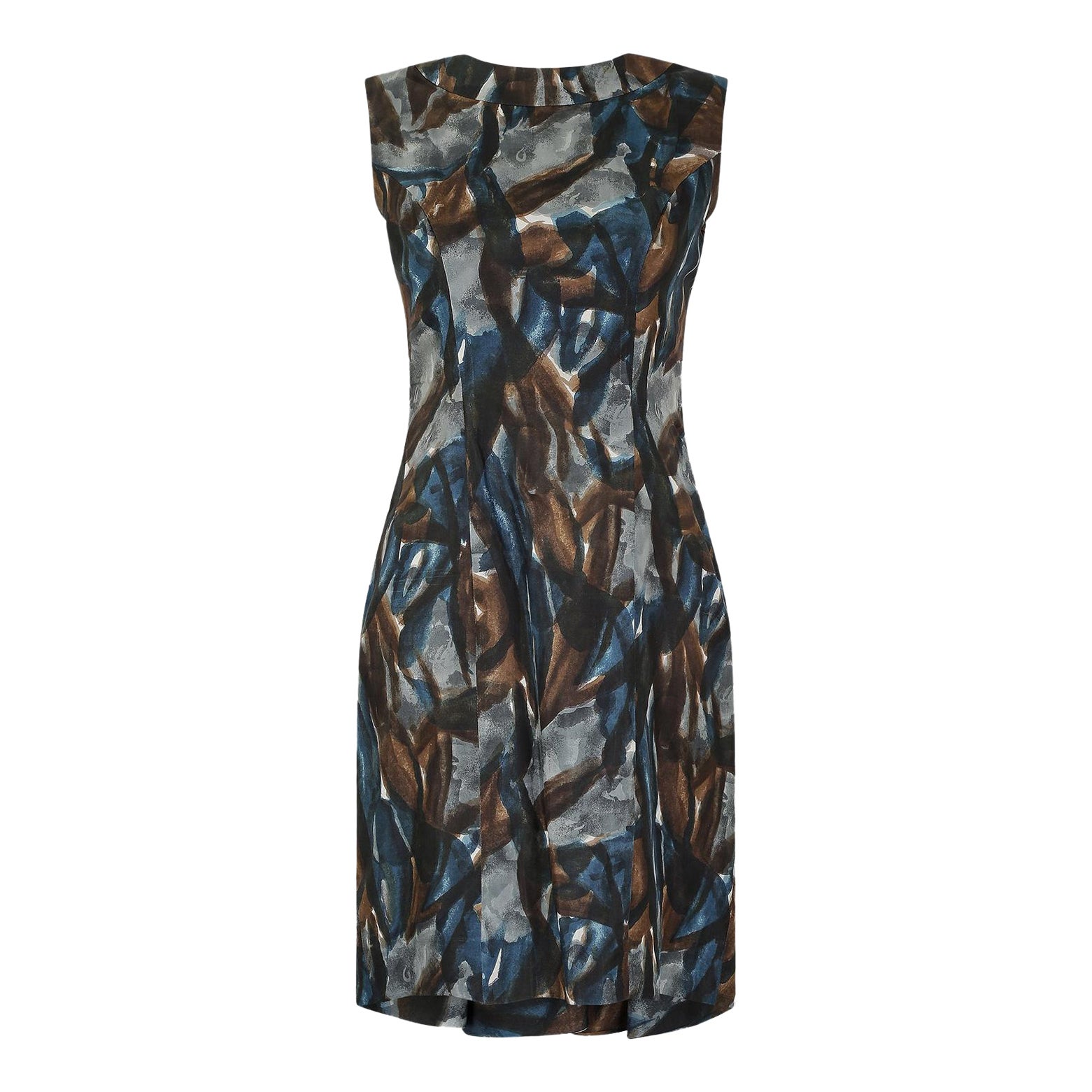 1960s Sharene Creations Drop Back Silk Dress For Sale