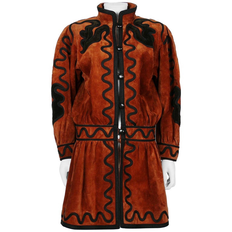 Yves Saint Laurent YSL Haute Couture Russian Inspired Embroidered Suede ...