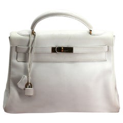 Sac Kelly en cuir blanc de Hermes