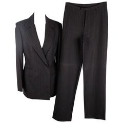 GUCCI Dark Gray Wool SUIT Double Breasted Blazer & Trousers SIZE 40
