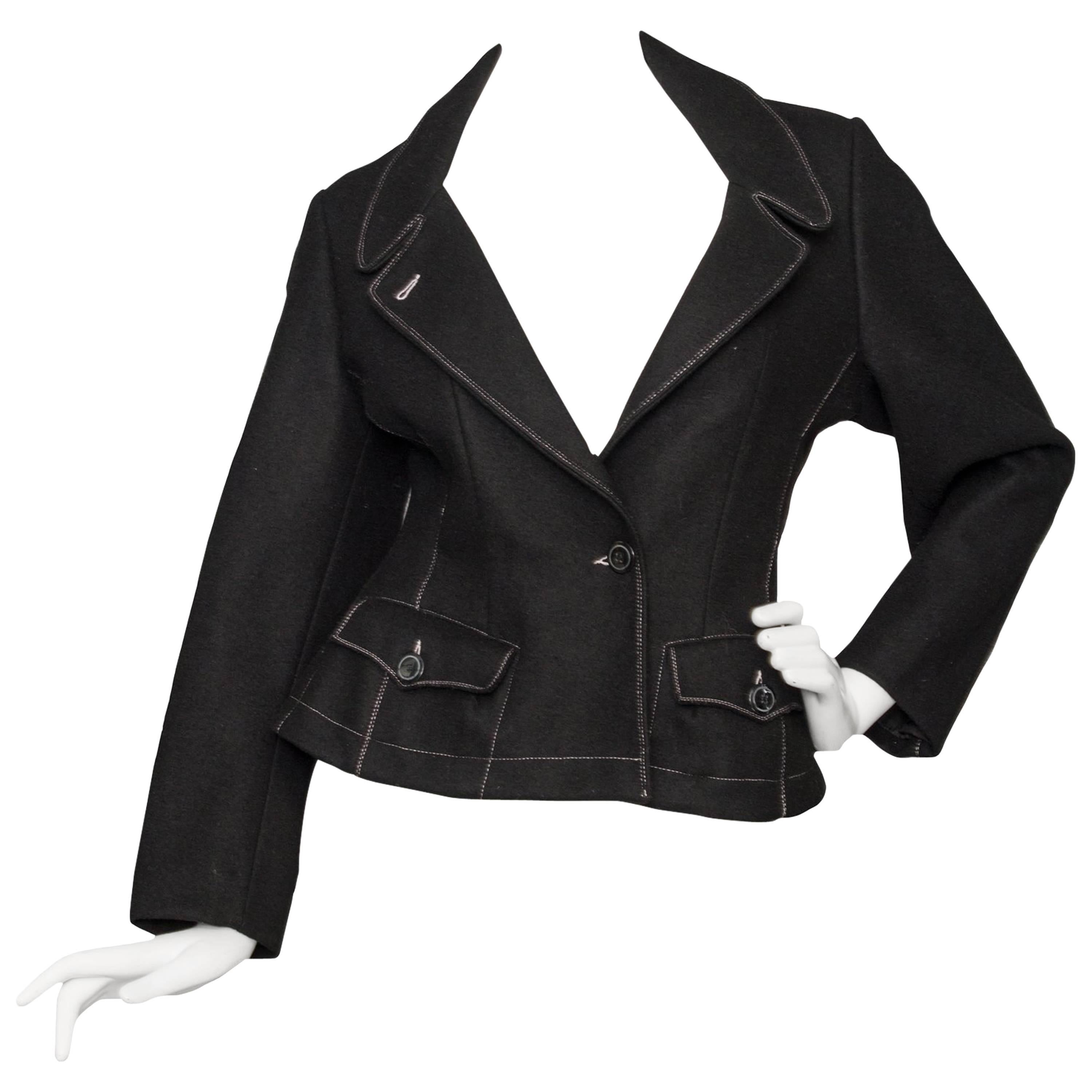 A 1990s Black Gaultier Felt Blazer Jacket  For Sale