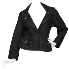Vintage A 1990s Black Gaultier Felt Blazer Jacket 