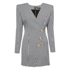 Mini robe en jacquard pied-de-poule monochrome Balmain, taille M