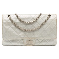 Chanel Silver Quilted Leather Reissue 2.55 Classic 227 Flap Bag