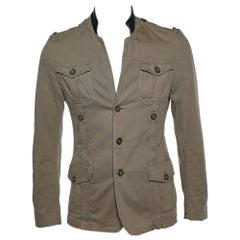 Just Cavalli Brown Cotton Cargo Pocket Button Front Jacket S