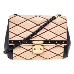 Used Louis Vuitton Beige/Black Leather Malletage Pochette Flap Bag