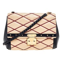 Louis Vuitton Beige/Black Leather Malletage Pochette Flap Bag