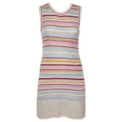 Chanel - Robe sans manches en tricot de coton rayé multicolore S