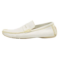 Louis Vuitton White Leather Lombok Slip On Loafers Size 45