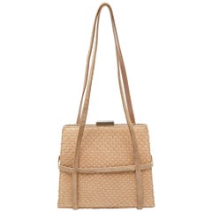 Borsa a tracolla Bally beige in pelle e camoscio con cornice in metallo