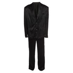 Balenciaga Black Washed Crepe Logo Applique Suit S