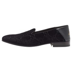 Gucci Black Guccissima Velvet And Leather Loafers Size 43
