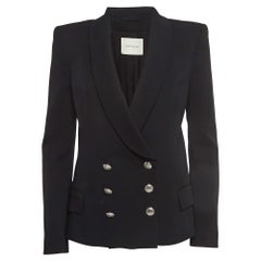 Pierre Balmain Black Crepe Double Breasted Blazer S