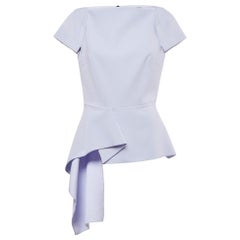  Roland Mouret Purple Crepe Asymmetrical Peplum Top M