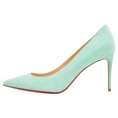 Used Christian Louboutin Blue Suede Pigalle Pumps Size 38