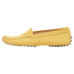 Used Tod's Yellow Suede Driving Loafers Size 39