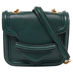 Alexander McQueen Green Leather Mini Heroine Chain Crossbody Bag