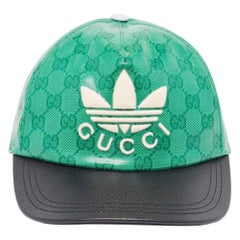 Gucci X Adidas Green GG Supreme Coated Canvas Baseball Cap S