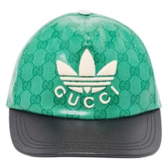 Gucci X Adidas Grüne GG Supreme beschichtete Baseballkappe aus Segeltuch S