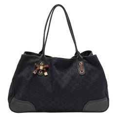 Gucci Black GG Canvas and Leather Large Princy Tote