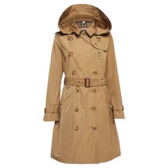 Burberry Brown Synthetic Detachable Hood Trench Coat M