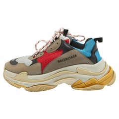 Balenciaga Multicolor Mesh and Faux Leather Triple S Sneakers Size 41
