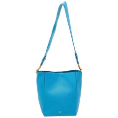 Celine Blue Leather Small Sangle Bucket Bag