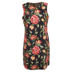 Dolce & Gabbana Black Floral Print Jacquard Sleeveless Dress XL