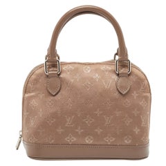 Mini sac Alma Louis Vuitton taupe Monogram en satin et cuir